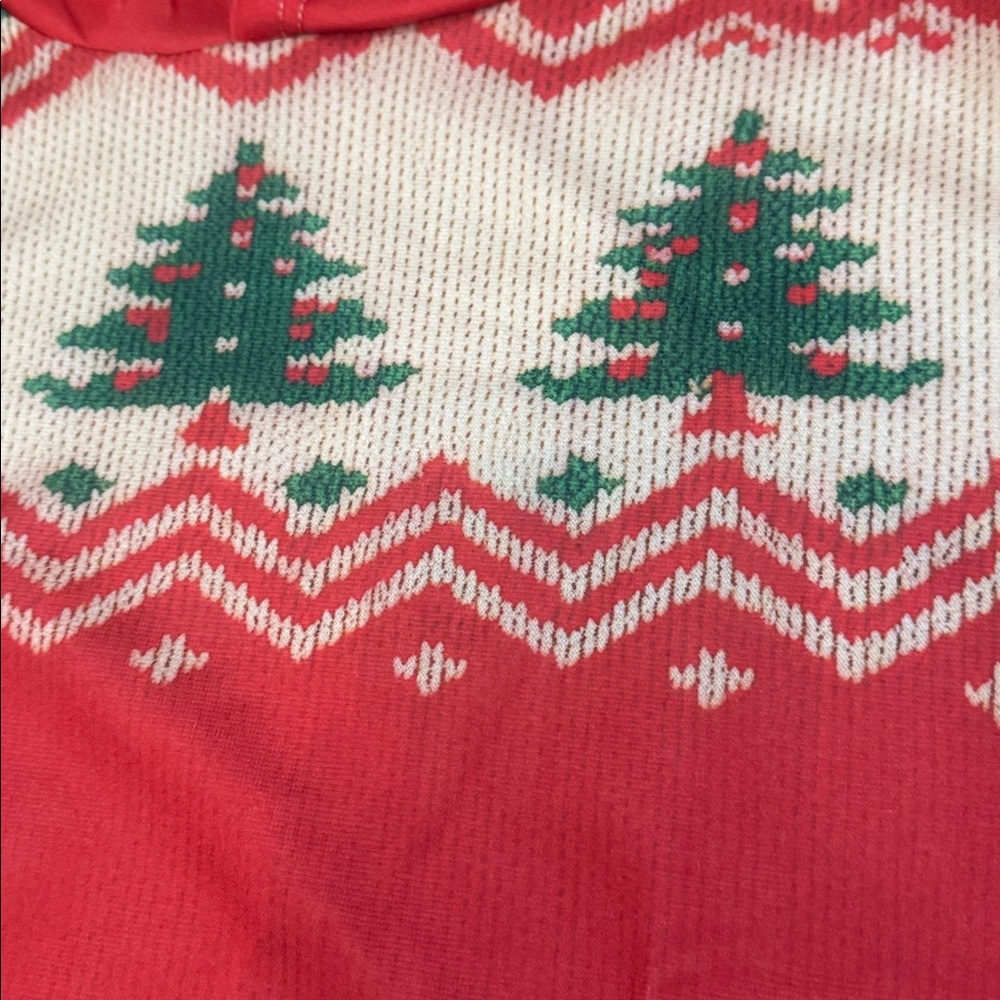 Christmas Tree Fair Isle Print Hoodie Holiday Sweatshirt Red - Picture 7 of 9